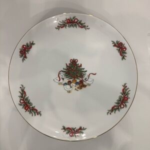 Vintage Festive Holiday, Christmas cake stand with Geese and Tree Design…